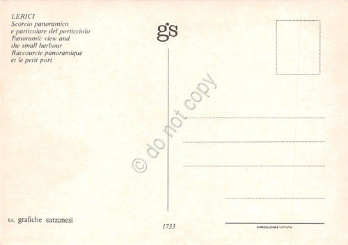 Cartolina Lerici panorama parziale porticciolo barche dal mare dall'alto