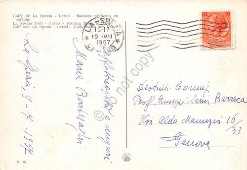 Cartolina Lerici pescherecci a riposo 1957