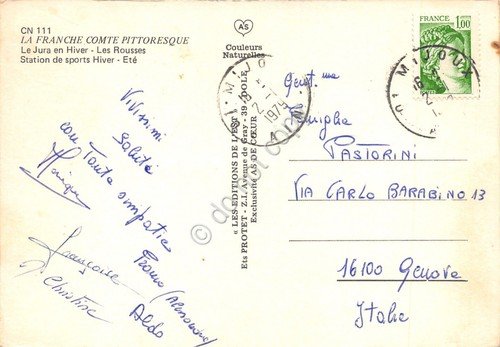 Cartolina Les Rousses Frontiere Franco Suisse multi views 1979