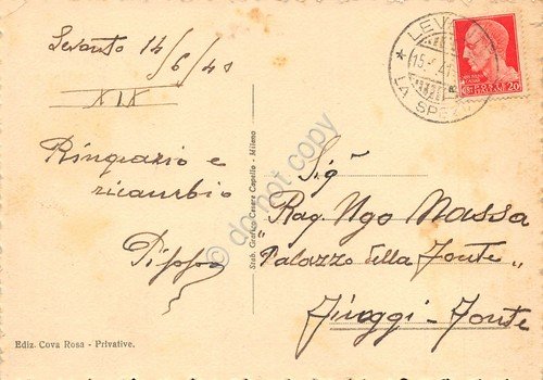 Cartolina Levanto Miramare e panorama 1942