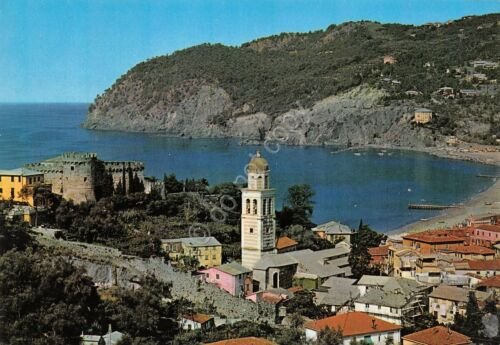 Cartolina Levanto Panorama Castello spiaggia (La Spezia)