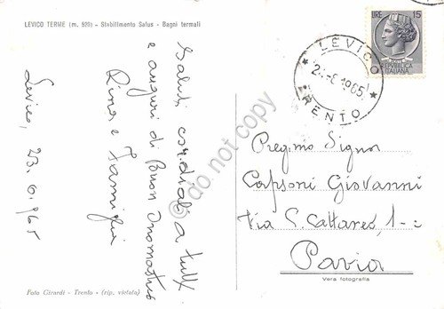 Cartolina Levico Terme Stabilimento Salus Bagni Termali 1965 | Immagine Gallery 2