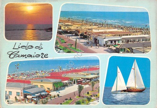 Cartolina Lido di Camaiore 4 vedute stabilimento vela (Lucca)