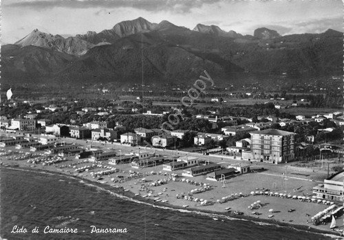 Cartolina Lido di Camaiore panorama aereo anni '50