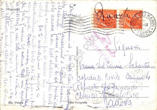 Cartolina Lido di Camaiore panorama aereo anni '50