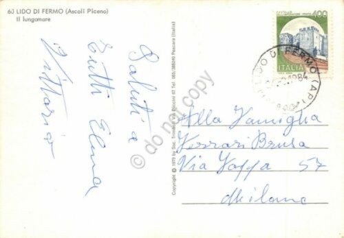 Cartolina Lido di Fermo lungomare 1984