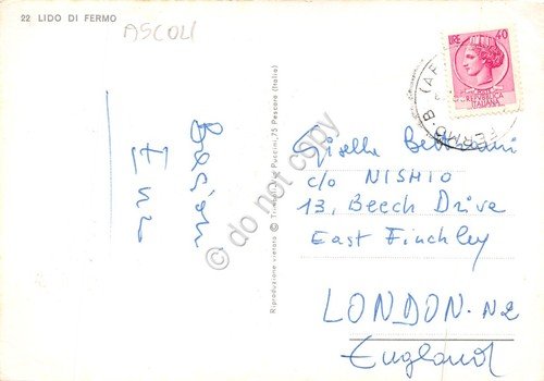 Cartolina Lido di Fermo vedute spiaggia mare parcheggio anni '70 …