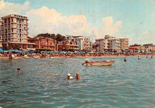 Cartolina Lido di Jesolo veduta dal mare Hotel Rivamare animata … | Immagine principale