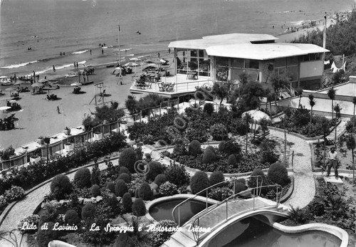 Cartolina Lido di Lavinio Ristorante Tritone spiaggia 1968