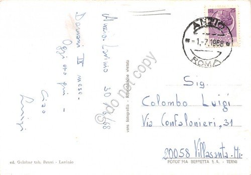 Cartolina Lido di Lavinio Ristorante Tritone spiaggia 1968