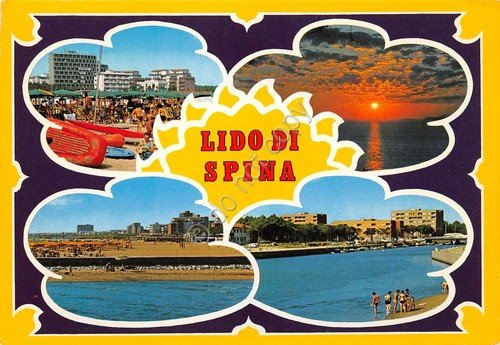 Cartolina Lido di Spina varie vedute Cartolina grafica 1977