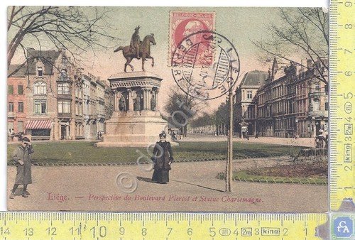 Cartolina Liege - Blv Piercot Statue Charlemagne - Vg Belge …