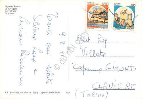 Cartolina Lignano Pineta veduta aerea spiaggia e alberghi 1981 | Immagine Gallery 2