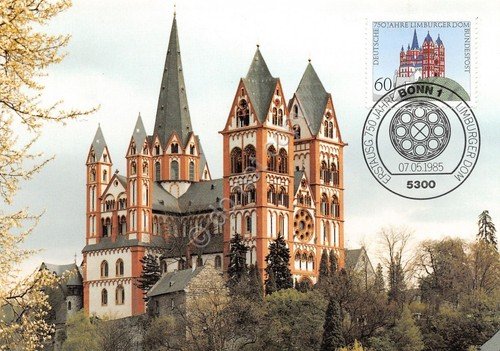 Cartolina Limburger Dom timbro filatelico 1985