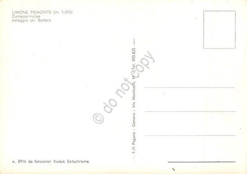 Cartolina Limone Piemonte Campoprincipe Bottero noleggio ski auto anni '90