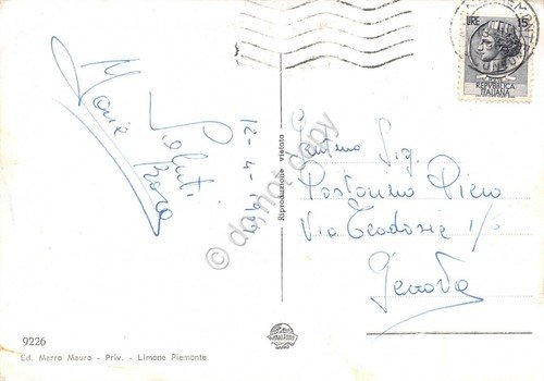 Cartolina Limone Piemonte Grand Hotel Cita 1964 macchie