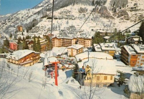 Cartolina Limone Piemonte partenza seggiovia Pian del Sole animata timbro …