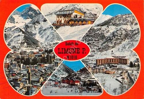 Cartolina Limone Piemonte vedute varie impianti sci 1984 (Cuneo) | Immagine principale