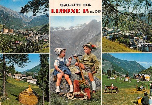 Cartolina Limone Piemonte vedute varie maneggio panorama bambini 1980 (Cuneo) | Immagine principale