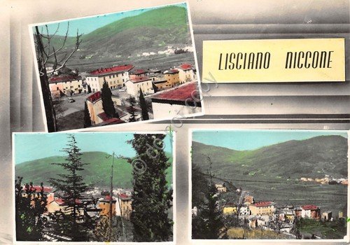 Cartolina Lisciano Niccone vedute varie paese colorata anni '60