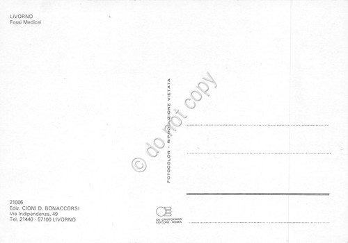 Cartolina Livorno Fossi Medicei dall'alto Generali barche anni '80