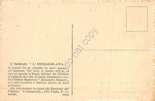 Cartolina Livorno Istituto L'Immacolata viale nel parco