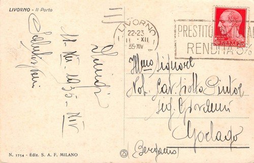 Cartolina Livorno Porto Illustrata 1935