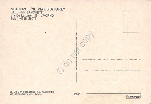 Cartolina Livorno Ristorante Il Viaggiatore vedute varie grafica anni '80