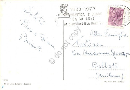 Cartolina Livorno vedute timbro a targhetta Aeronautica Militare 1973
