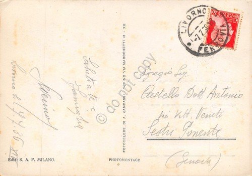 Cartolina Livorno vedute varie 1936