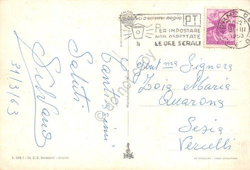 Cartolina Livorno vedute varie regata vela Timbro PT 1963 | Immagine Gallery 2