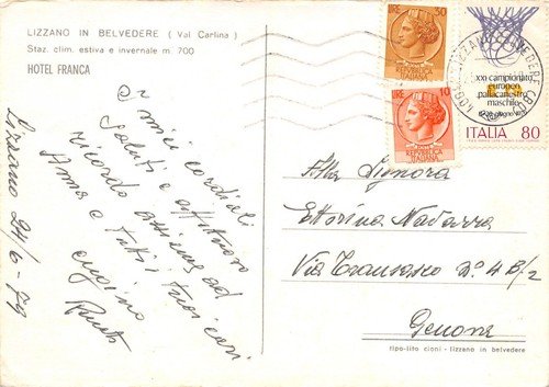 Cartolina Lizzano in Belvedere Val Carlina Hotel Francia 1979