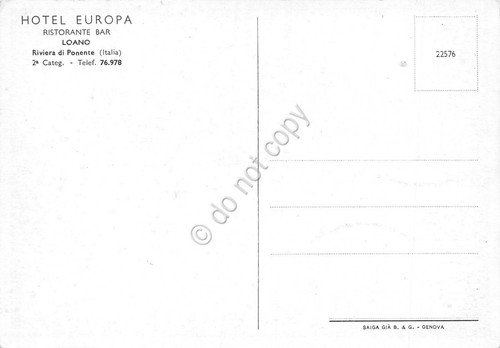 Cartolina Loano Hotel Europa auto d'epoca