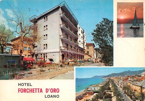 Cartolina Loano Hotel Forchetta d'Oro 3 vedute anni '70 (Savona) | Immagine principale