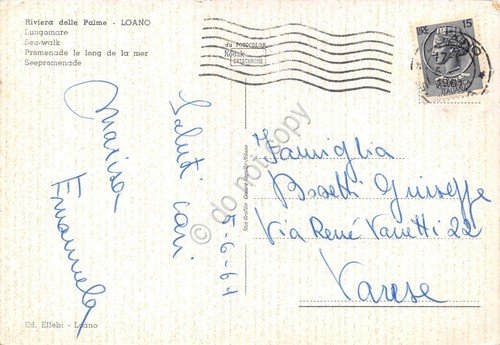 Cartolina Loano Lungomare animata 1961