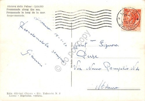 Cartolina Loano Lungomare Spiaggia 1957 (Savona) | Immagine Gallery 2