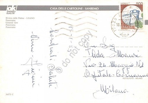 Cartolina Loano panorama 1989 (Savona)