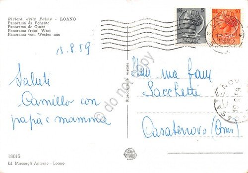 Cartolina Loano Panorama da Ponente 1959 (Savona) | Immagine Gallery 2