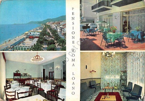Cartolina Loano Pensione Roma 4 vedute anni ''60