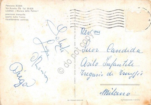 Cartolina Loano Pensione Roma 4 vedute anni ''60