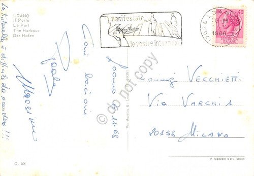 Cartolina Loano Porto Timbro a targhetta Manifestate le vostre intenzioni … | Immagine principale