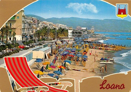 Cartolina Loano spiaggia e disegni (Savona) | Immagine principale
