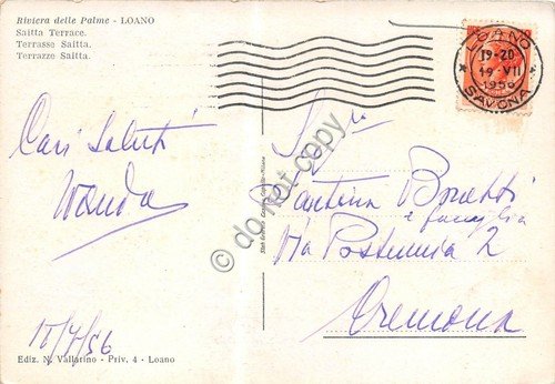 Cartolina Loano Veranda Saitta animata 1956