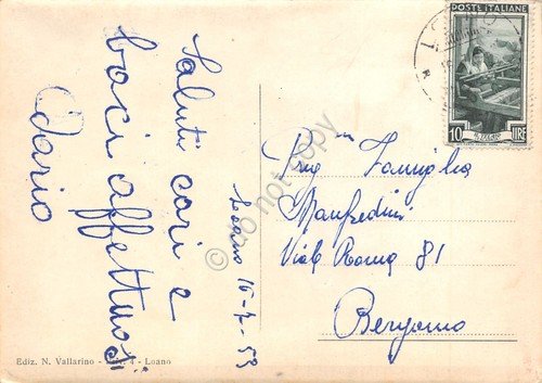 Cartolina Loano Viale delle Palme dall'alto ristorante abitazioni 1959 | Immagine Gallery 2