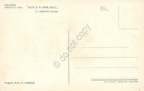 Cartolina Lodi Seminario Vescovile Arch Pasquè illustrata | Immagine Gallery 2