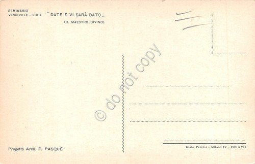 Cartolina Lodi Seminario Vescovile Progetto Arch. Pasquè