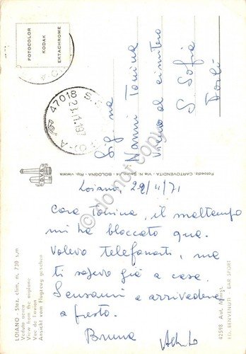 Cartolina Lojano Veduta aerea 1971