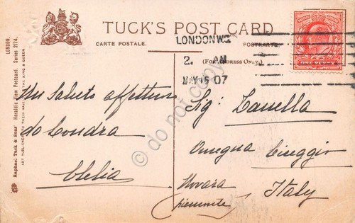 Cartolina London Cleopatra's needle Thames Embarkment stemma City Arms 1907