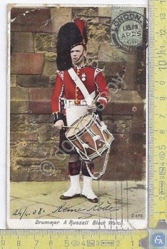 Cartolina London Drummer A Russell Black Watch Congo 1908 | Immagine principale