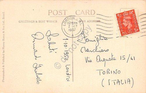 Cartolina London Westminster Abbey west front old cars 1952